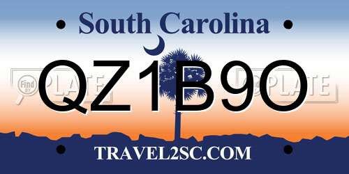 QZ1B9O South Carolina License Plate