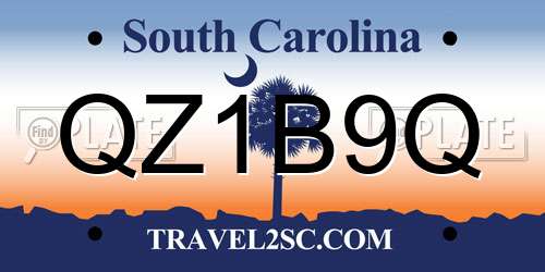 QZ1B9Q South Carolina License Plate