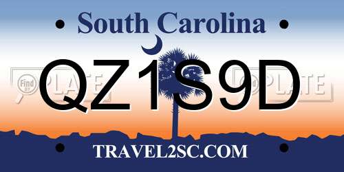 QZ1S9D South Carolina License Plate