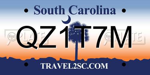 QZ1T7M South Carolina License Plate