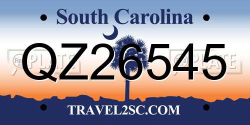 QZ26545 South Carolina License Plate