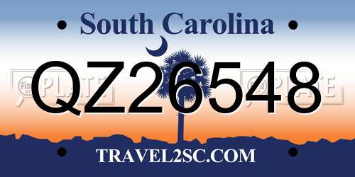 QZ26548 South Carolina License Plate