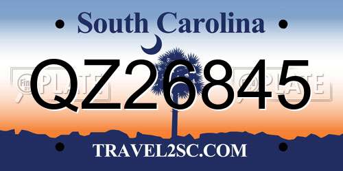 QZ26845 South Carolina License Plate