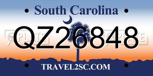 QZ26848 South Carolina License Plate