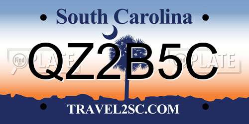 QZ2B5C South Carolina License Plate