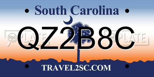QZ2B8C South Carolina License Plate