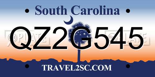 QZ2G545 South Carolina License Plate