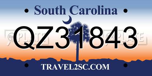 QZ31843 South Carolina License Plate