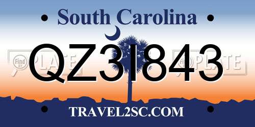 QZ3I843 South Carolina License Plate