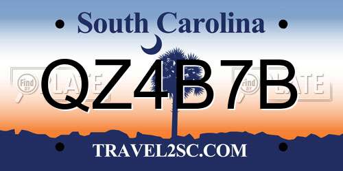 QZ4B7B South Carolina License Plate
