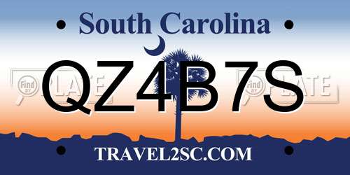 QZ4B7S South Carolina License Plate