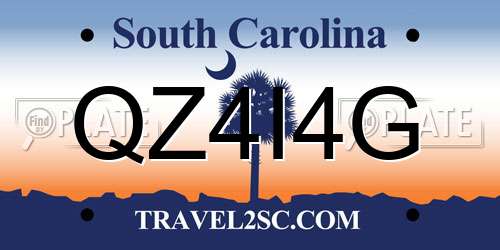 QZ4I4G South Carolina License Plate