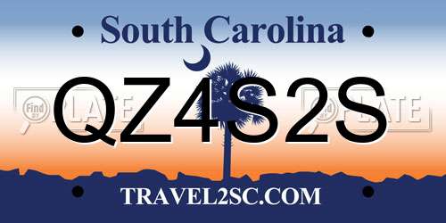 QZ4S2S South Carolina License Plate