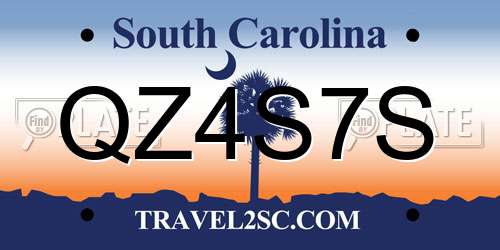 QZ4S7S South Carolina License Plate