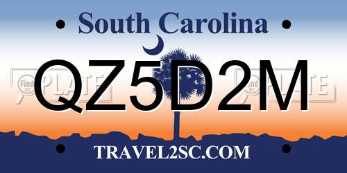 QZ5D2M South Carolina License Plate