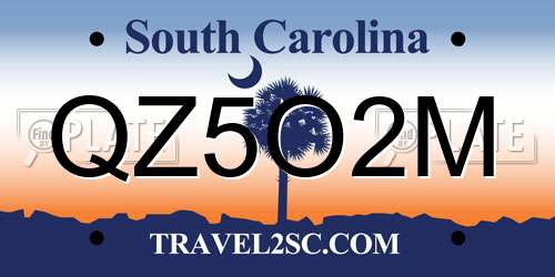 QZ5O2M South Carolina License Plate