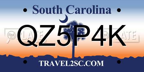 QZ5P4K South Carolina License Plate