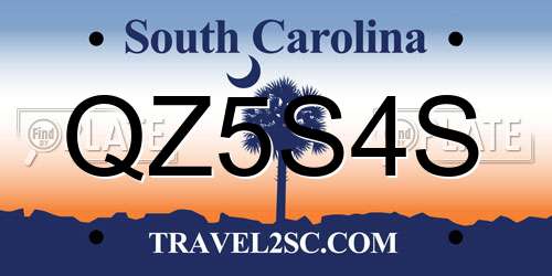QZ5S4S South Carolina License Plate