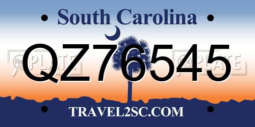 QZ76545 South Carolina License Plate