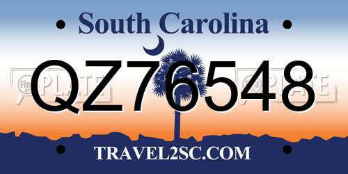 QZ76548 South Carolina License Plate