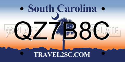 QZ7B8C South Carolina License Plate