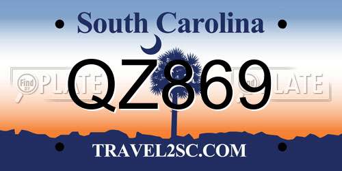 QZ869 South Carolina License Plate