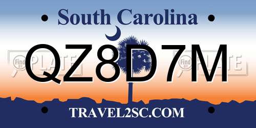 QZ8D7M South Carolina License Plate