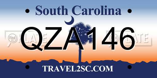 QZA146 South Carolina License Plate