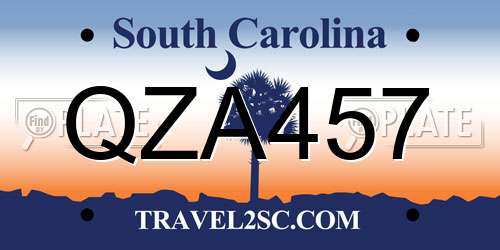 QZA457 South Carolina License Plate