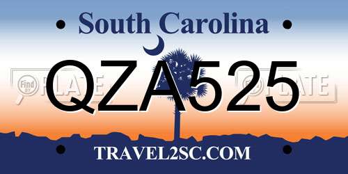 QZA525 South Carolina License Plate