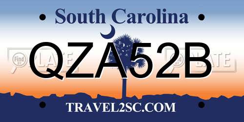 QZA52B South Carolina License Plate