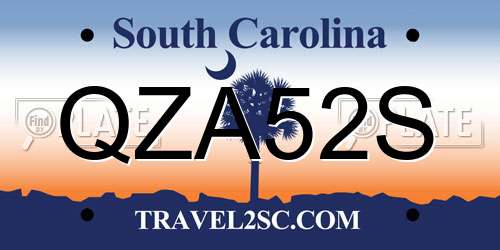 QZA52S South Carolina License Plate