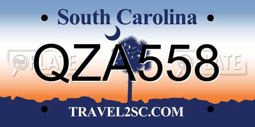 QZA558 South Carolina License Plate