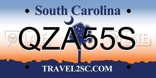 QZA55S South Carolina License Plate