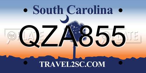 QZA855 South Carolina License Plate
