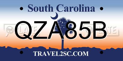 QZA85B South Carolina License Plate