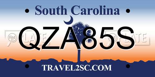 QZA85S South Carolina License Plate