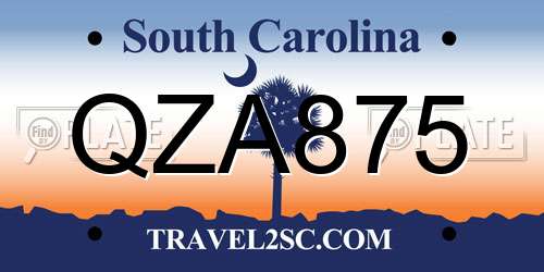 QZA875 South Carolina License Plate