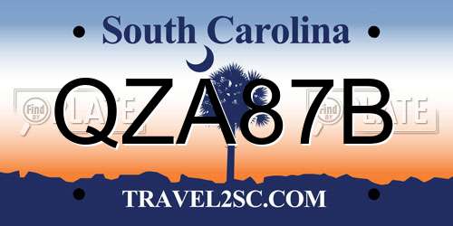 QZA87B South Carolina License Plate