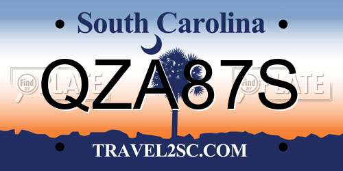 QZA87S South Carolina License Plate
