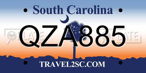 QZA885 South Carolina License Plate