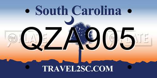 QZA905 South Carolina License Plate