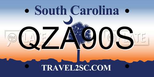 QZA90S South Carolina License Plate