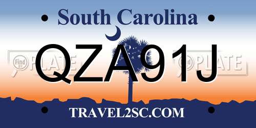 QZA91J South Carolina License Plate