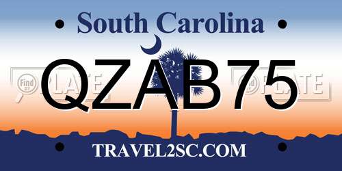 QZAB75 South Carolina License Plate