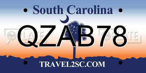 QZAB78 South Carolina License Plate