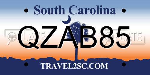 QZAB85 South Carolina License Plate