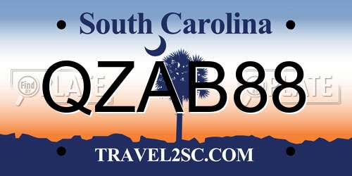 QZAB88 South Carolina License Plate