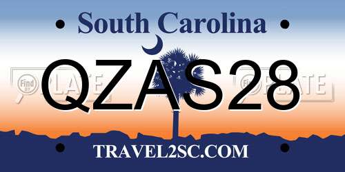 QZAS28 South Carolina License Plate