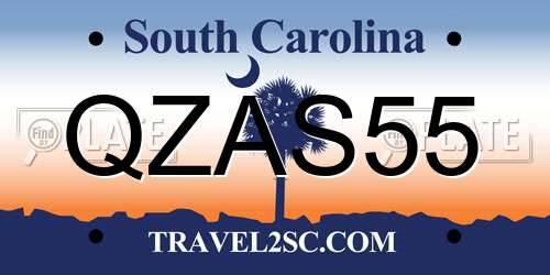 QZAS55 South Carolina License Plate